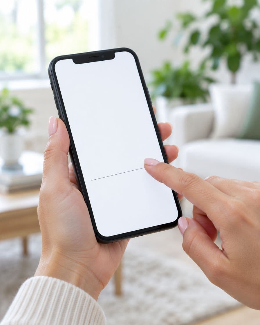 Hand unterschreibt den Antrag mit dem Finger am Smartphone